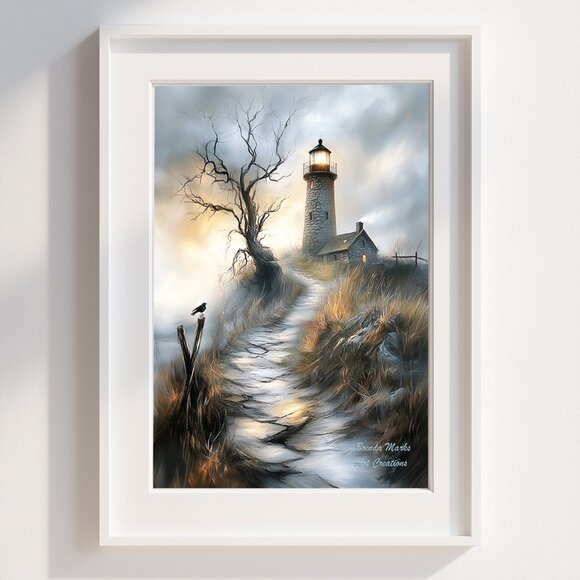 Matted 8x10 print 11x14 frame size Direct from Artist After The Storm Lighthouse - Picture 2 of 2